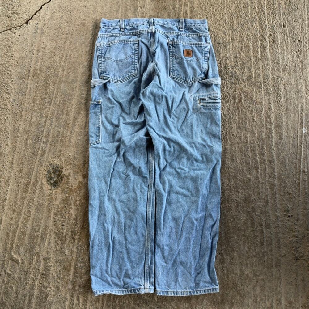 VINTAGE Y2K BAGGY CARHARTT CARPENTER JEANS PANTS WORKWEAR FITS MENS 34X29 - Picture 3 of 7